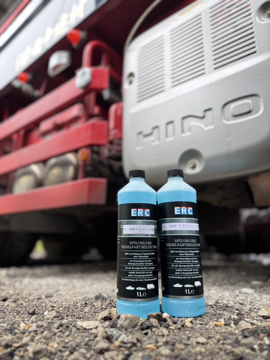 ERC DPFフラッシング剤とHinoトラック